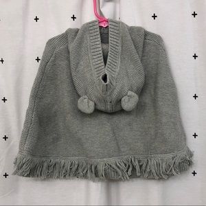 Little girl poncho sweater with hoodie
